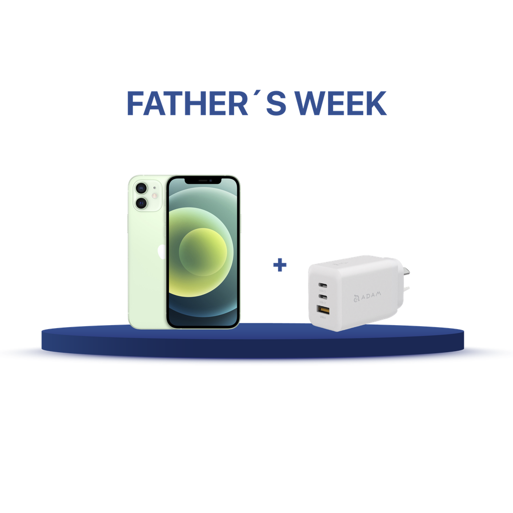 iPhone 12 64GB (MGJ93LE/A) + Cargador Adam Elements X65 (APAADX65ARWH)