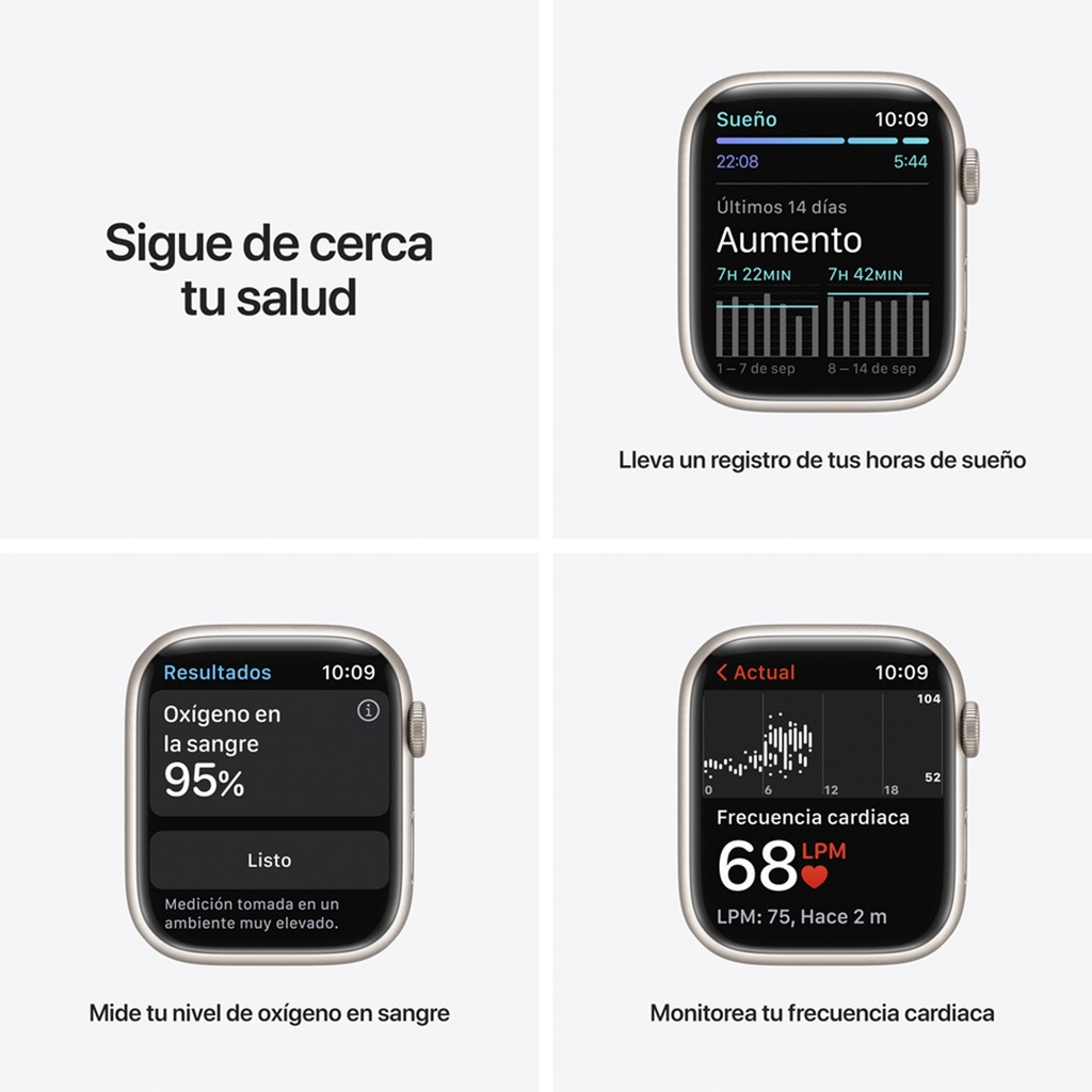 Apple Watch Series 7 GPS + Cellular - Caja de Aluminio Blanco Estrella 45mm - Banda Deportiva Blanco Estrella 