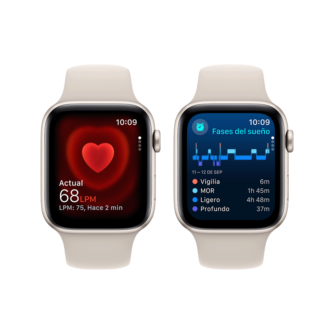 Apple Watch SE GPS 44mm - Caja de Aluminio Plateado - Banda Deportiva Blanca - Regular