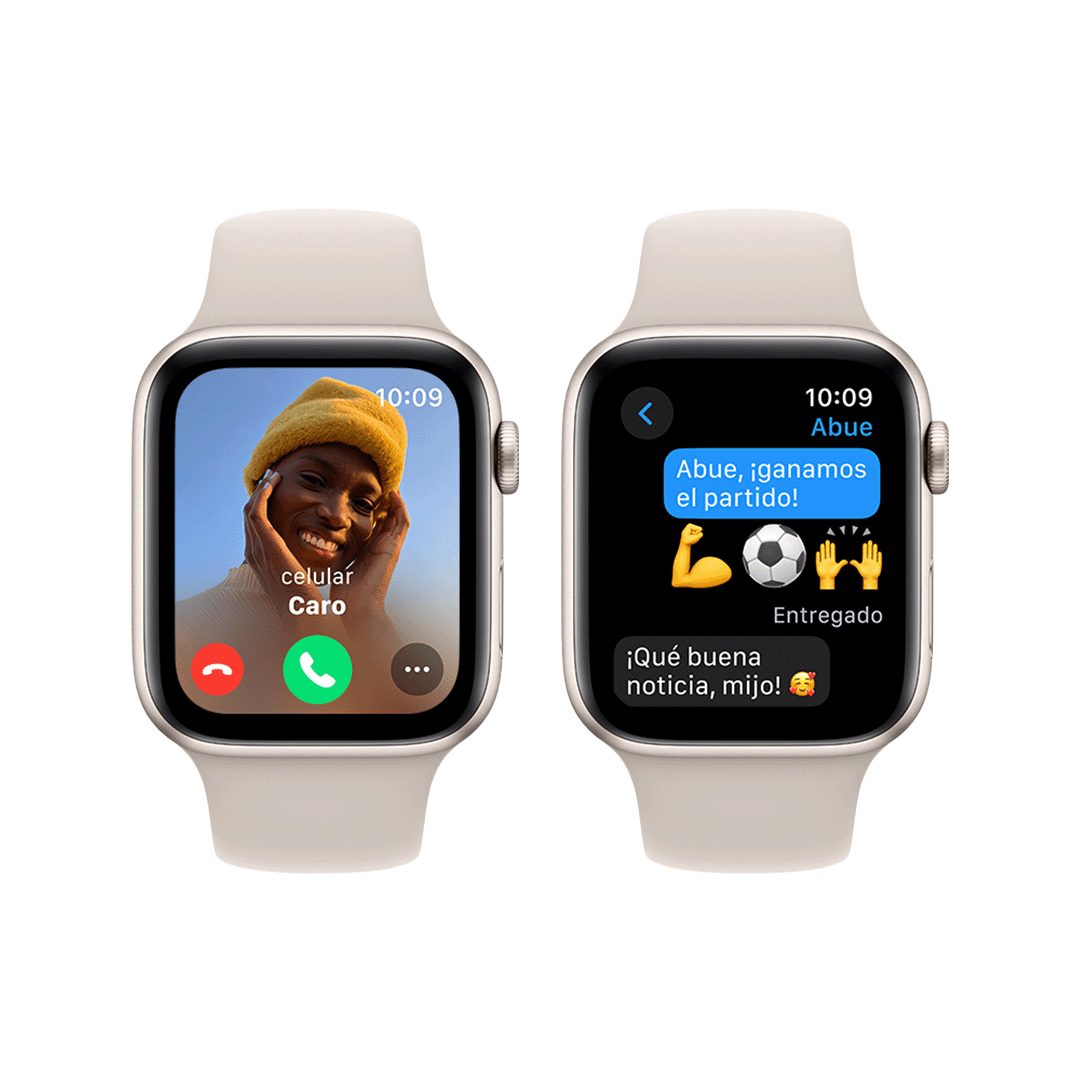 Apple Watch SE GPS 44mm - Caja de Aluminio Blanco Estrella con Banda Deportiva Blanco Estrella - S/M