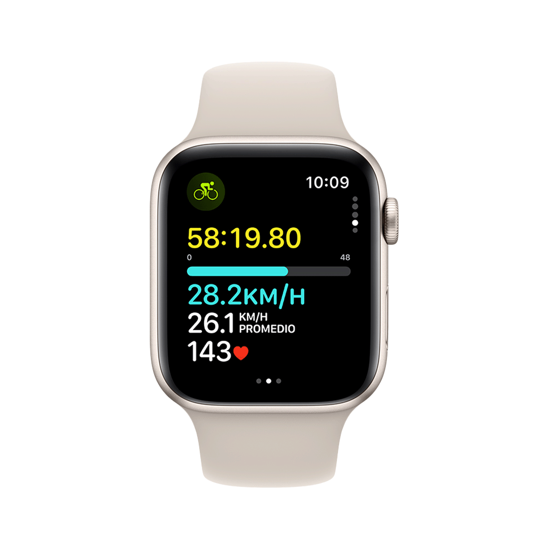 Apple Watch SE GPS 44mm - Caja de Aluminio Blanco Estrella con Banda Deportiva Blanco Estrella - S/M