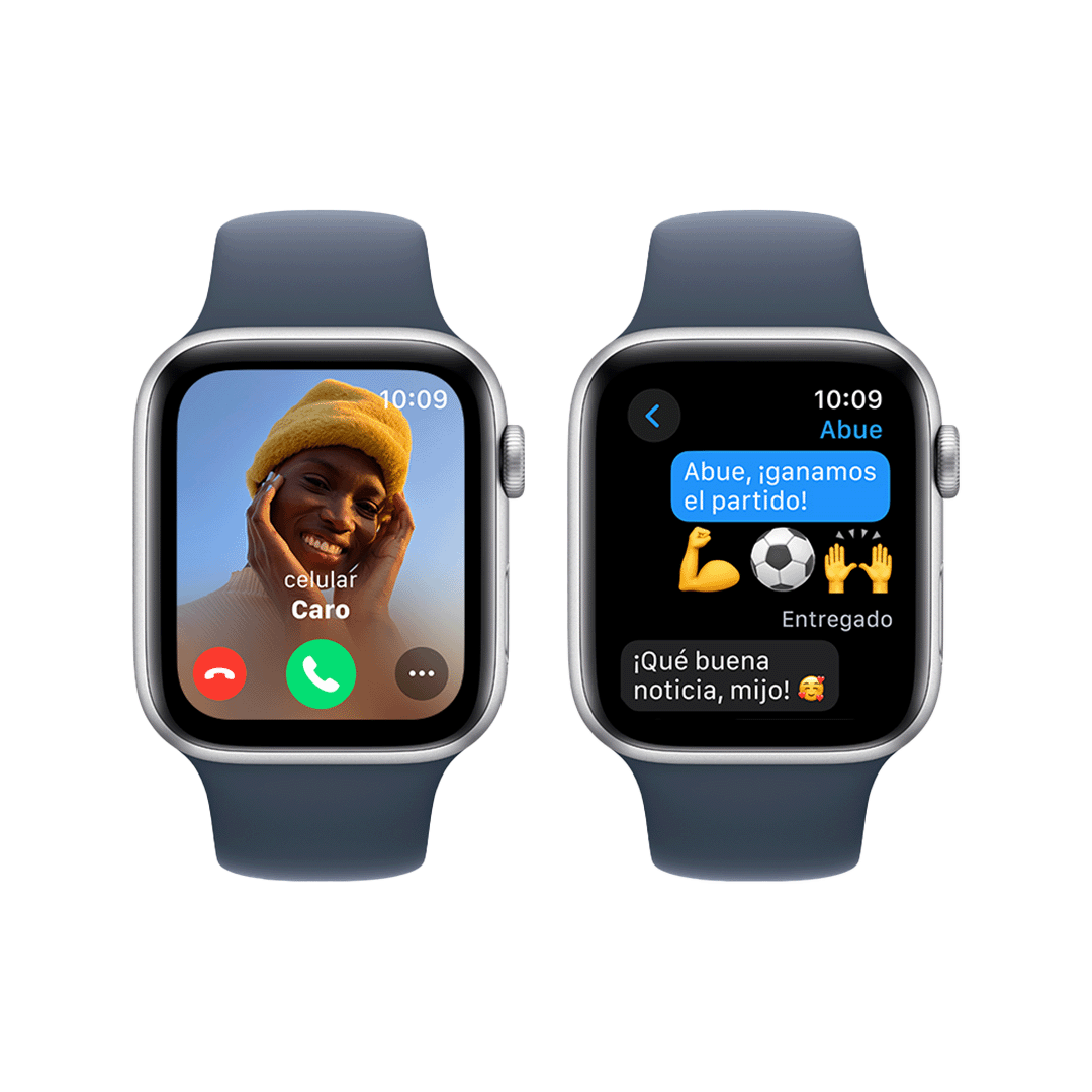 Apple Watch SE GPS 44mm - Caja de Aluminio Plata con Banda Deportiva Azul Tormenta - M/L