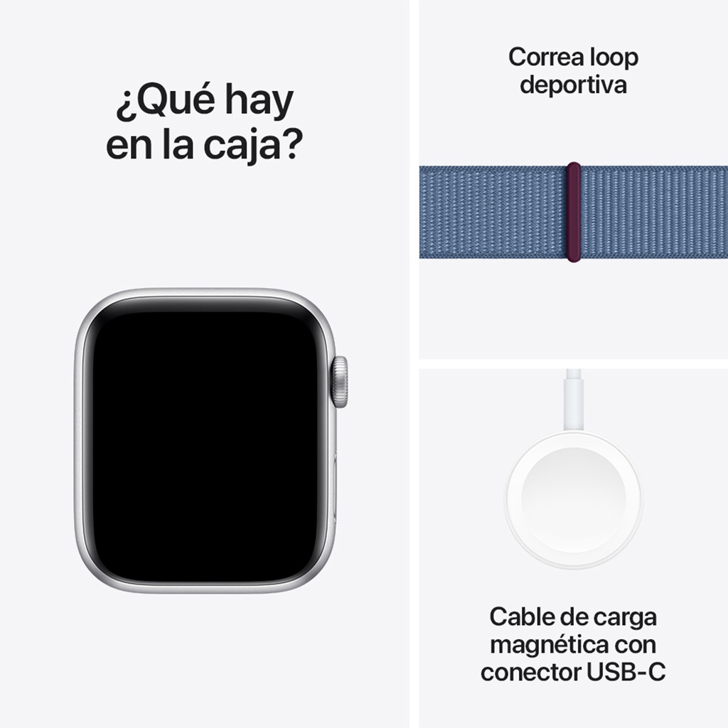 Apple Watch SE GPS 44mm - Caja de Aluminio Plata con Loop Deportivo Azul Invierno