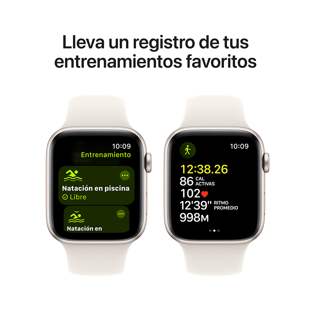 Apple Watch SE GPS 44mm - Caja de Aluminio Blanco Estrella - Banda Deportiva Blanco Estrella -  M/L