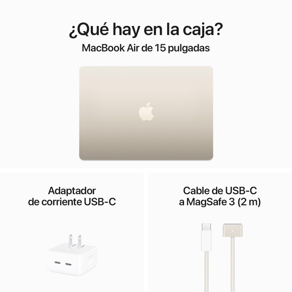 MacBook Air 15 M3 512GB - Blanco Estrella (Starlight)