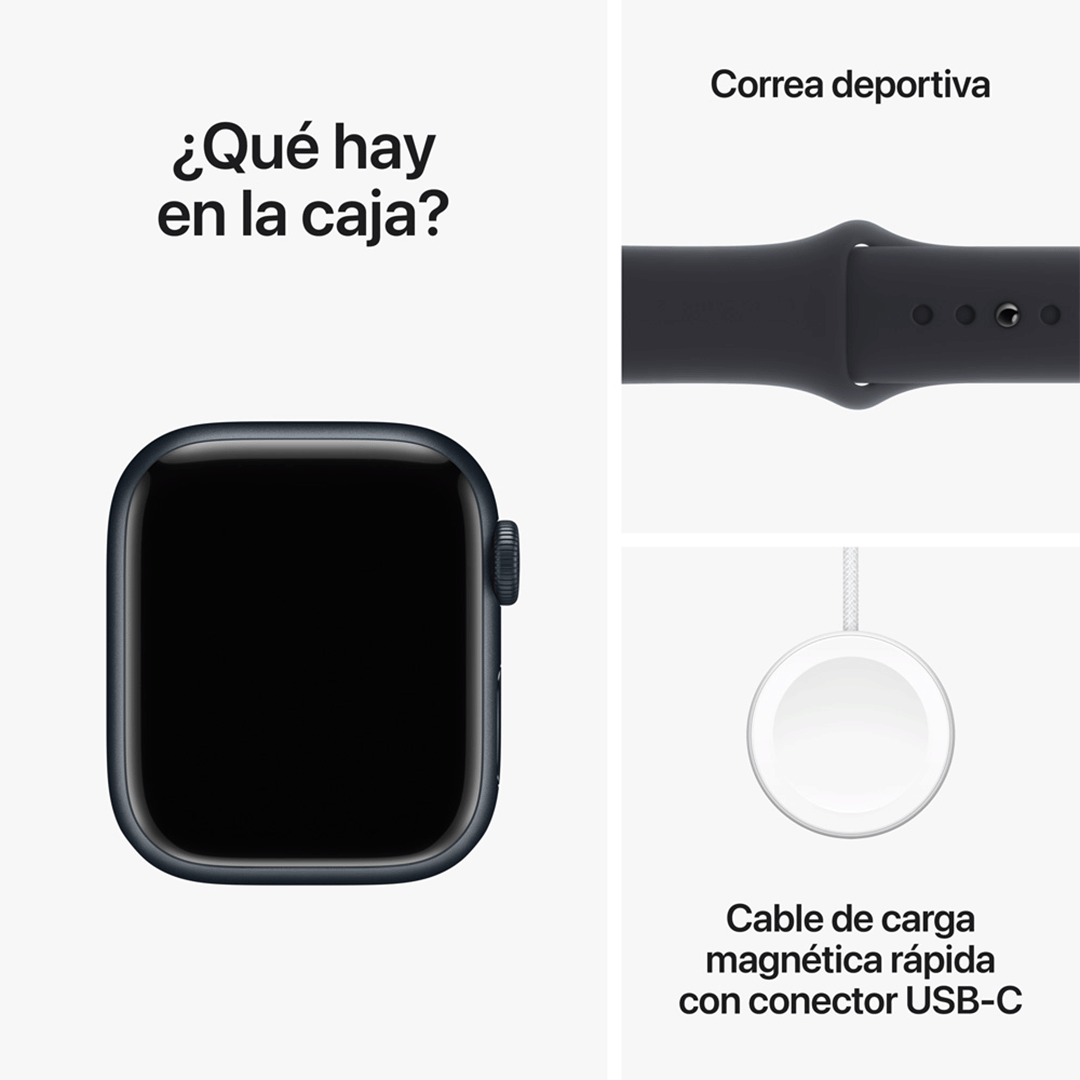 Apple Watch Series 9 GPS - 41mm - Caja de Aluminio Medianoche con Banda Deportiva Medanoche - S/M