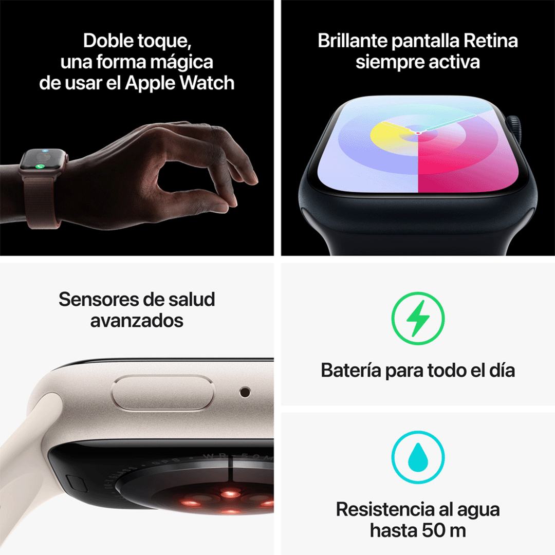 Apple Watch Series 9 GPS - 41mm - Caja de Aluminio Rosa con Banda Deportiva Rosa Claro - M/L