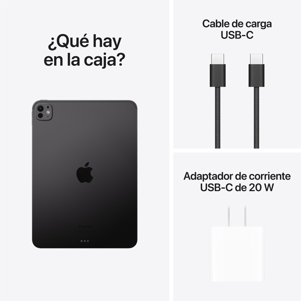 iPad Pro 11" M4 WiFi 256GB, Vidrio Estándar - Negro Espacial