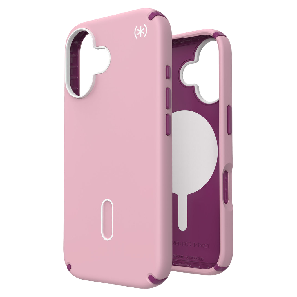 Speck Presidio 2 Pro Funda con ClickLock para iPhone 16 - Rosa/Violeta Arándano/Blanco