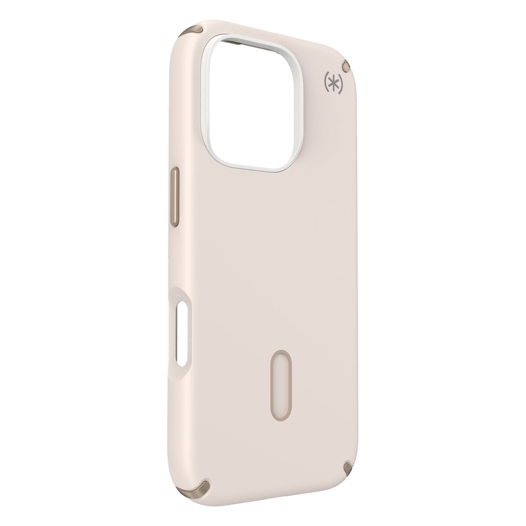 Speck Presidio 2 Pro Funda con ClickLock para iPhone 16 Pro - Hueso/Dorado Herencia/Avellana