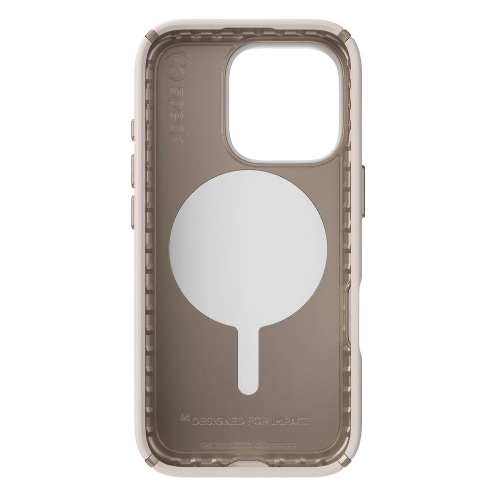 Speck Presidio 2 Pro Funda con ClickLock para iPhone 16 Pro - Hueso/Dorado Herencia/Avellana