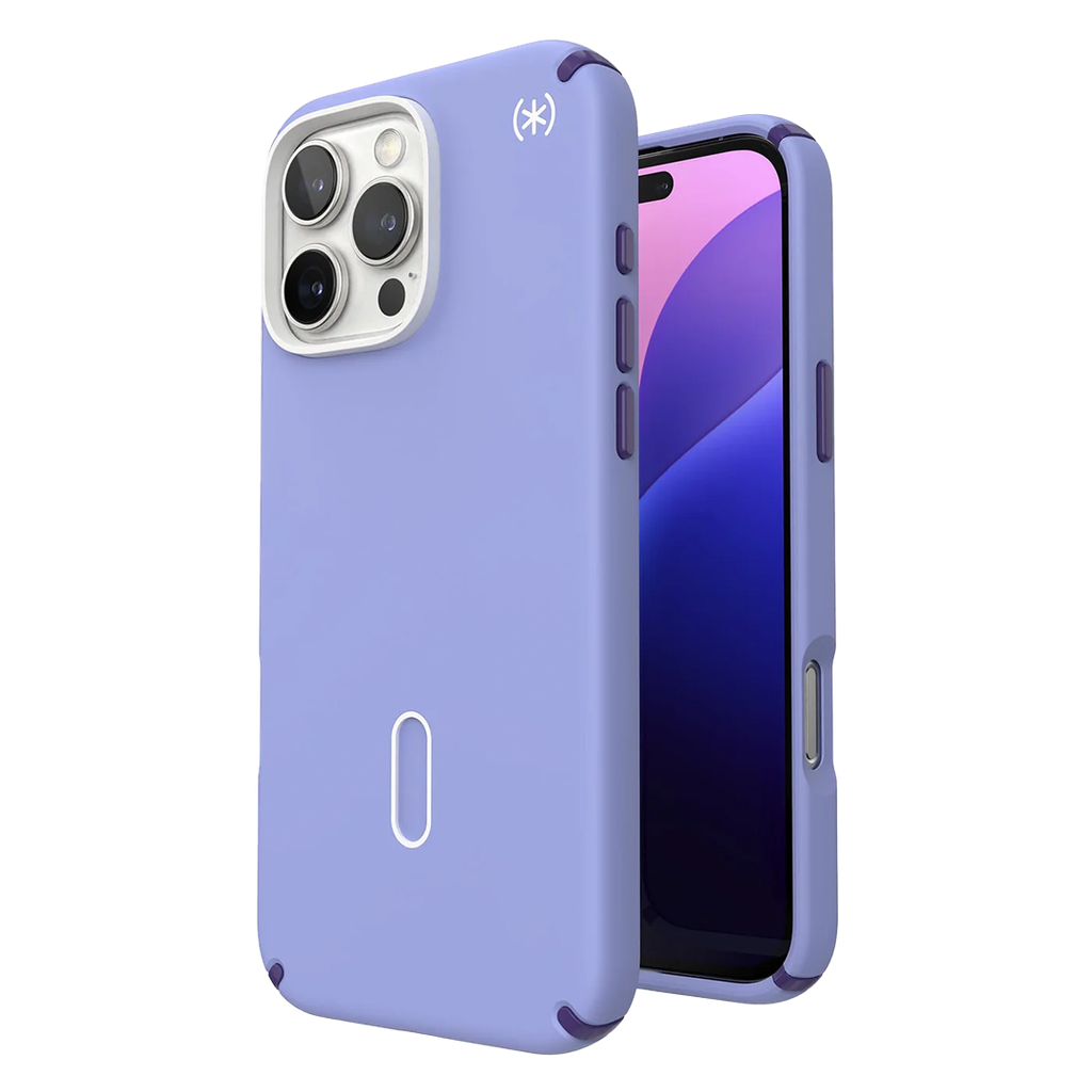 Speck Presidio 2 Pro Funda con ClickLock para iPhone 16 Pro Max - Lavanda Futurista/Púrpura/Blanco