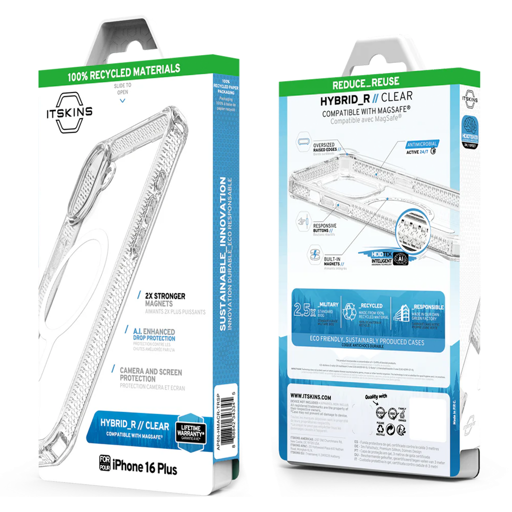 ItSkins Supreme R Funda Transparente con MagSafe para iPhone 16 - Grafito