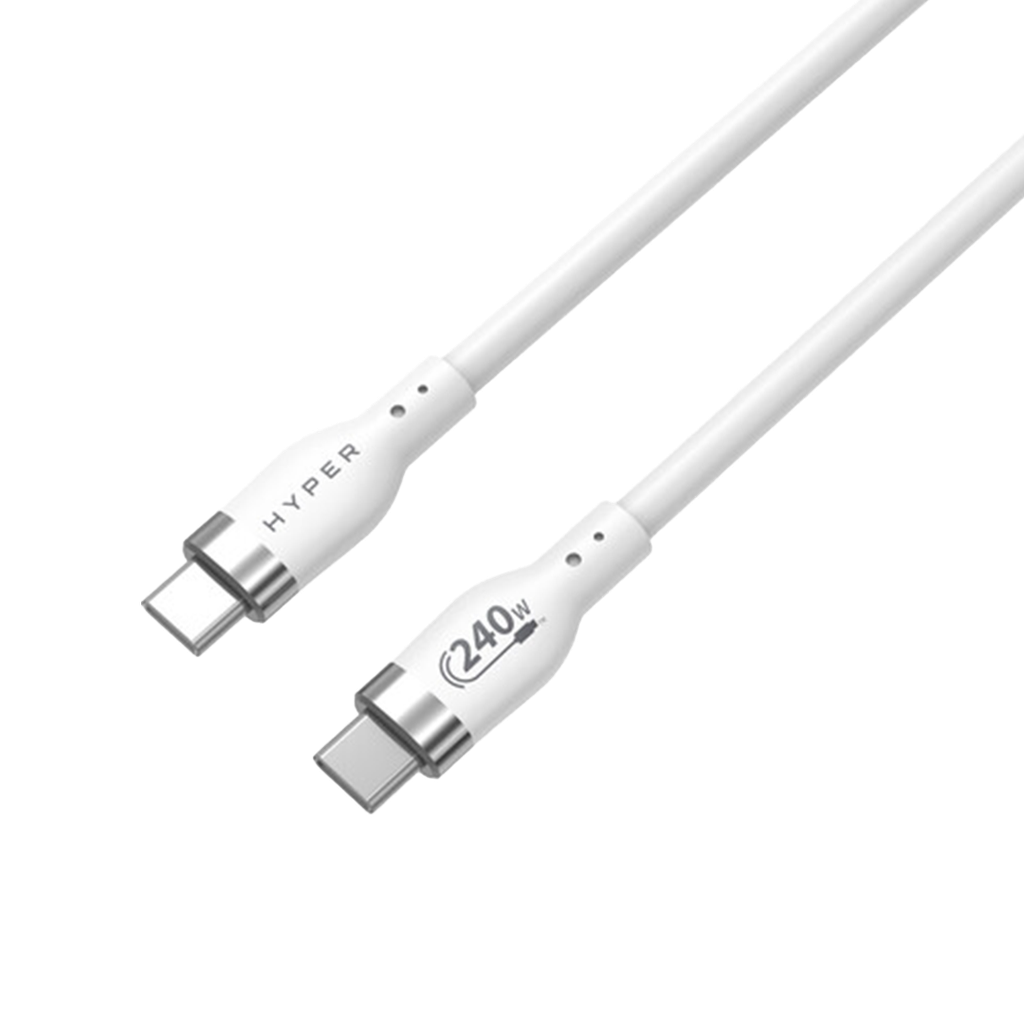 HyperJuice Cable de Silicona de 1M USB-C a USB-C 240W - Blanco