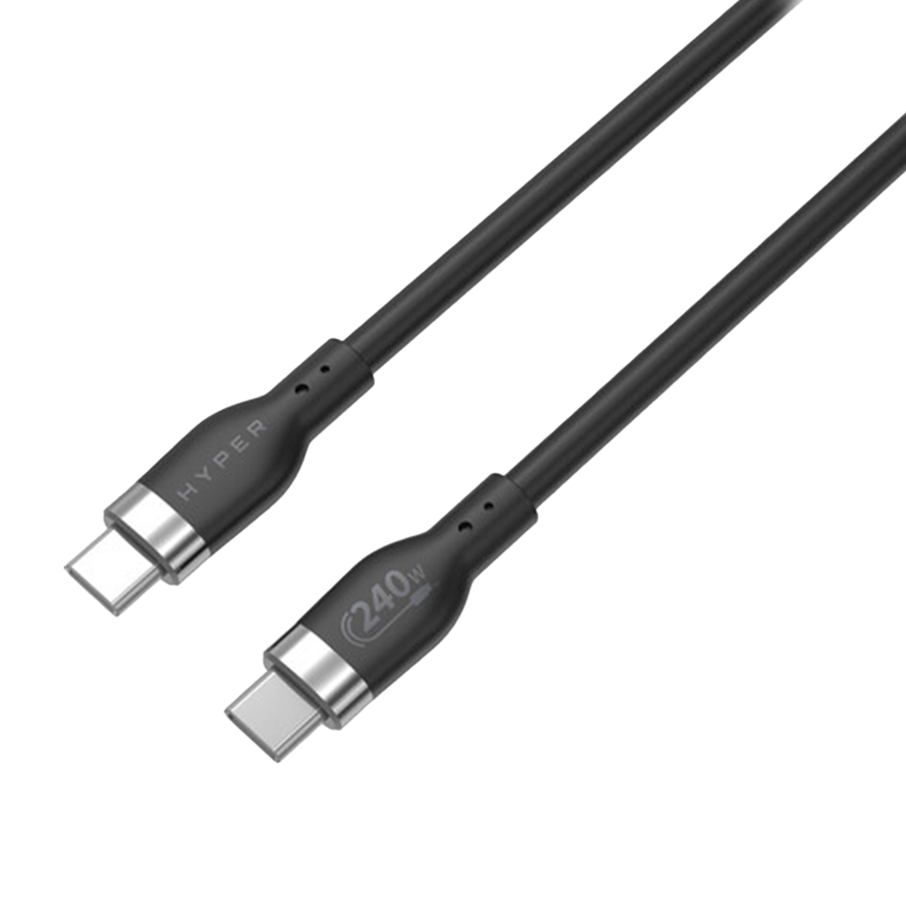 HyperJuice Cable de Silicona de 2M USB-C a USB-C 240W - Negro