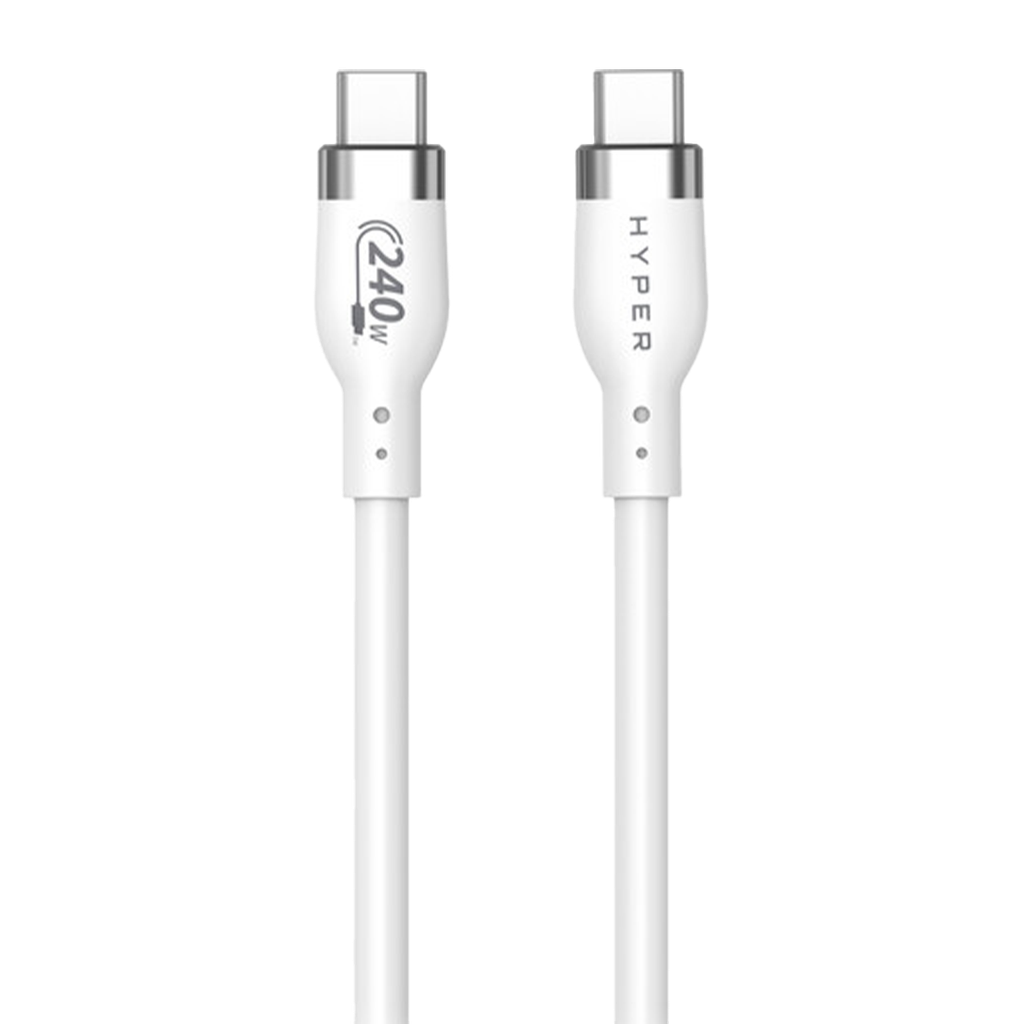 HyperJuice Cable de Silicona de 2M USB-C a USB-C 240W - Blanco