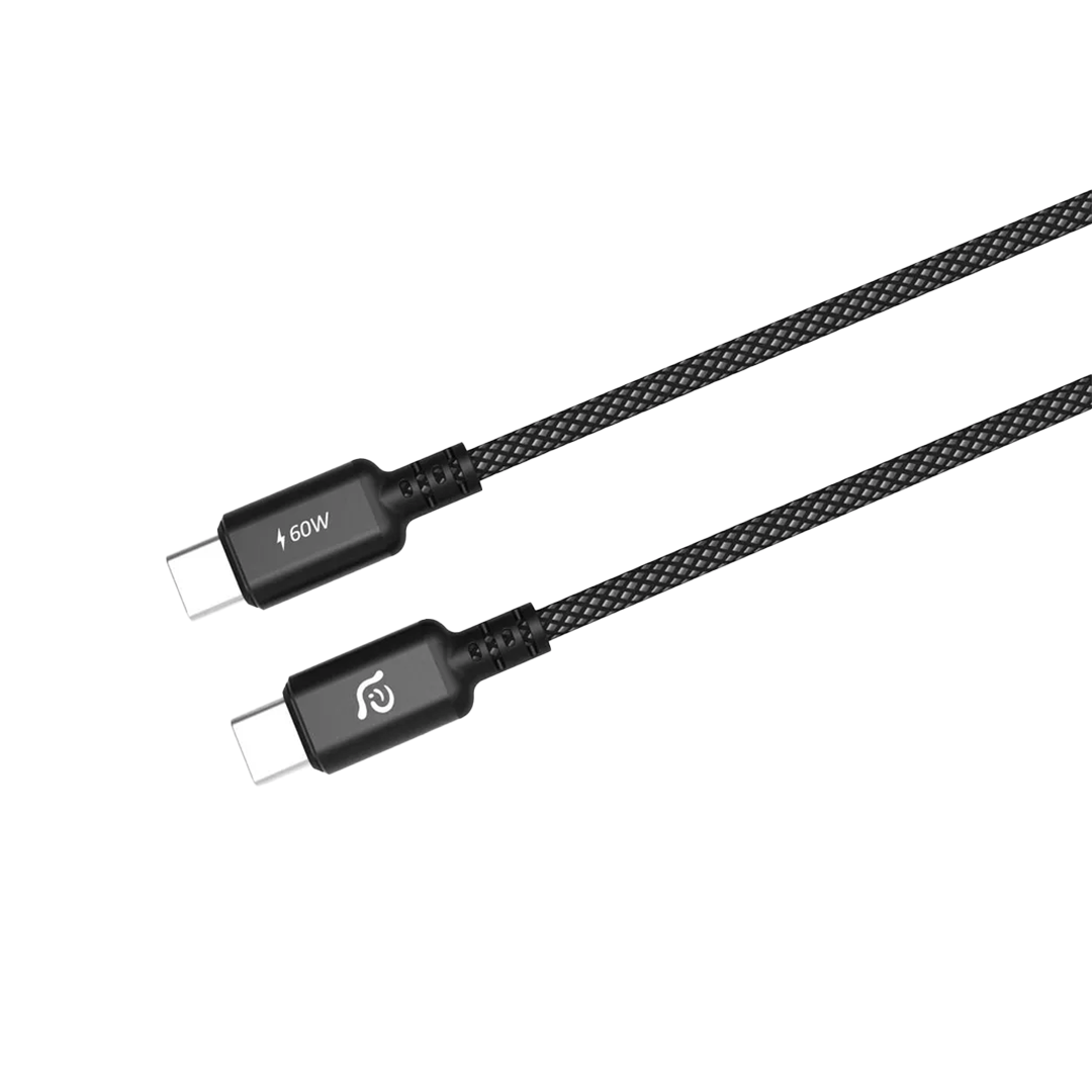 Adam Elements CASA S200 USB-C a USB-C 60W Cable Cargador Trenzado de 2m - Negro