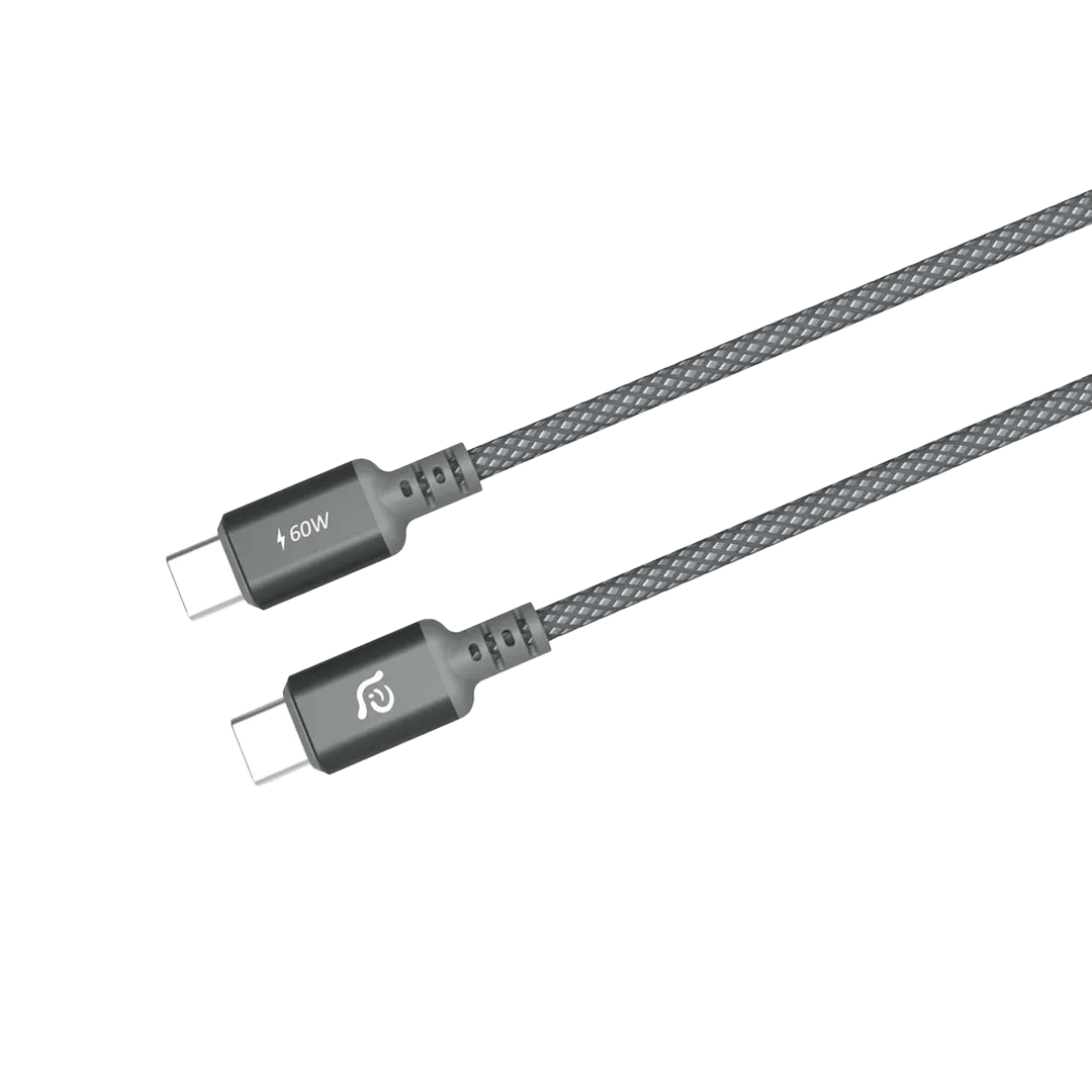 Adam Elements CASA S200 USB-C a USB-C 60W Cable Cargador Trenzado de 2m - Gris