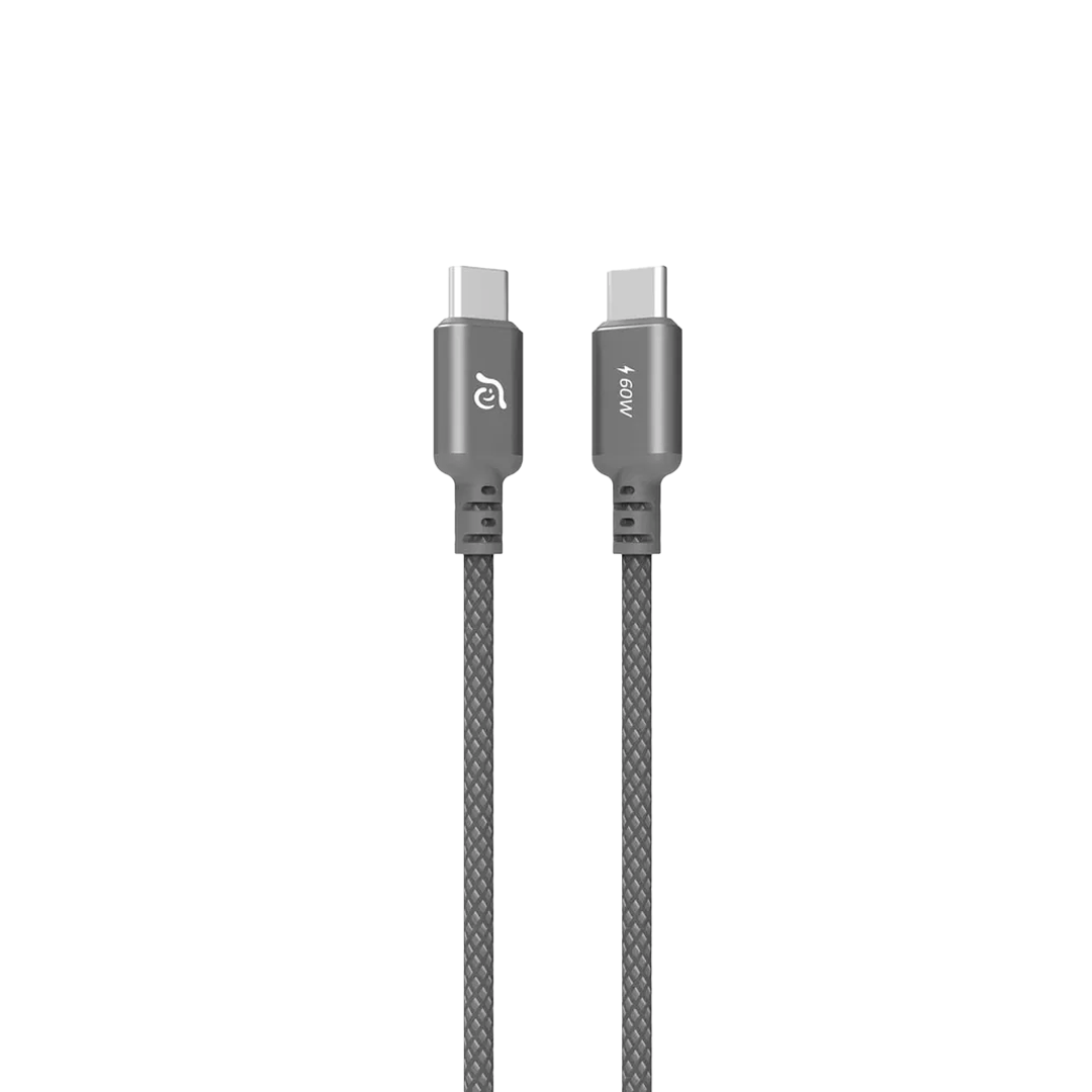 Adam Elements CASA S200 USB-C a USB-C 60W Cable Cargador Trenzado de 2m - Gris