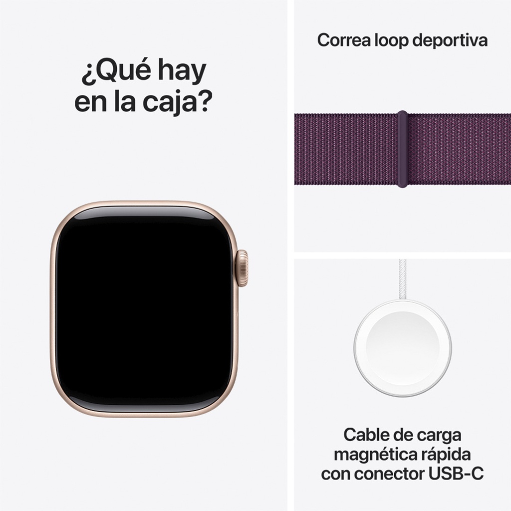 Apple Watch S10 GPS 42mm - Caja de Aluminio Oro Rosado - Loop Deportivo Ciruela