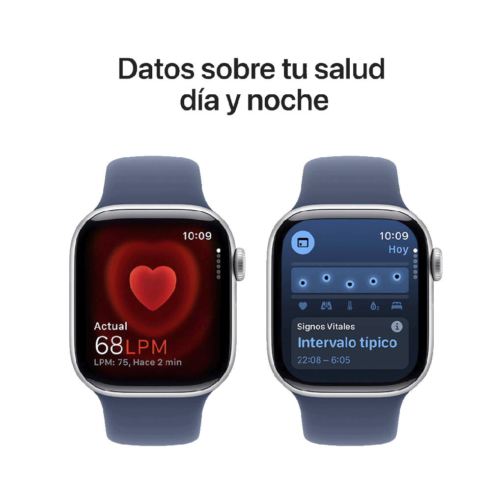 Apple Watch S10 GPS 42mm - Caja de Aluminio Plata - Banda Deportiva Azul Denim - M/L