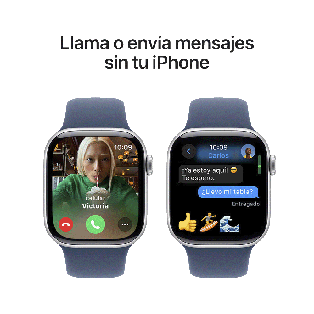 Apple Watch S10 GPS 42mm - Caja de Aluminio Plata - Banda Deportiva Azul Denim - M/L