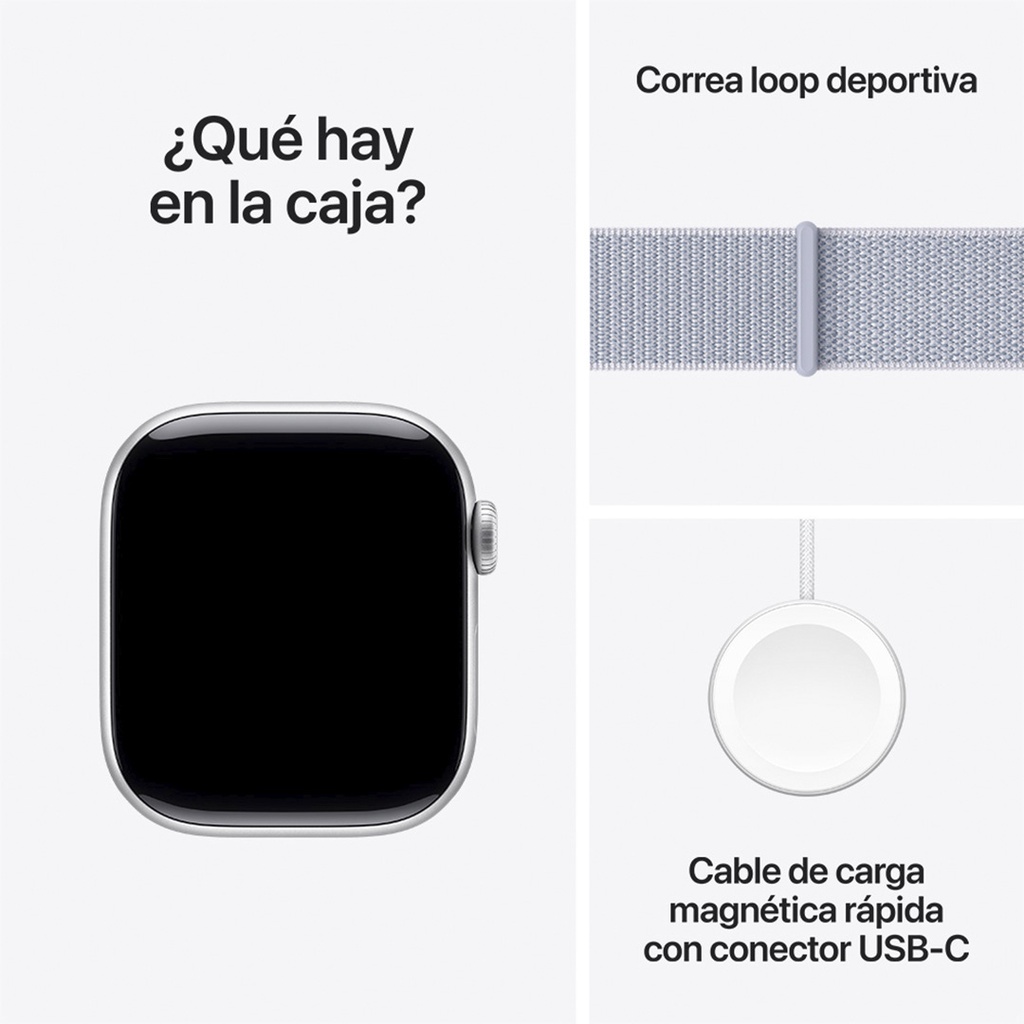 Apple Watch S10 GPS 42mm - Caja de Aluminio Plata - Loop Deportivo Azul Nube