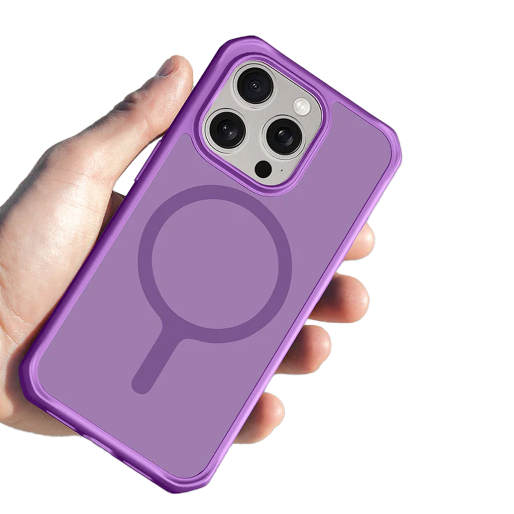 ItSkins Hybrid R Frost Funda con Magsafe para iPhone 15 Pro - Violeta Profundo