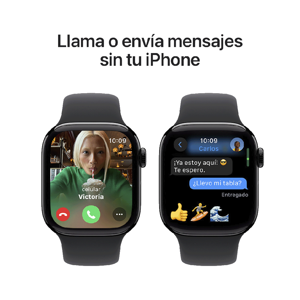 Apple Watch S10 GPS 42mm - Caja de Aluminio Negro Azabache - Banda Deportiva Negra - S/M