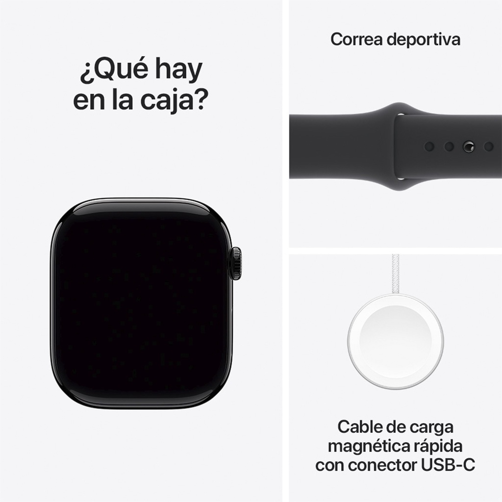 Apple Watch S10 GPS 46mm - Caja de Aluminio Negro Azabache - Banda Deportiva Negra - S/M