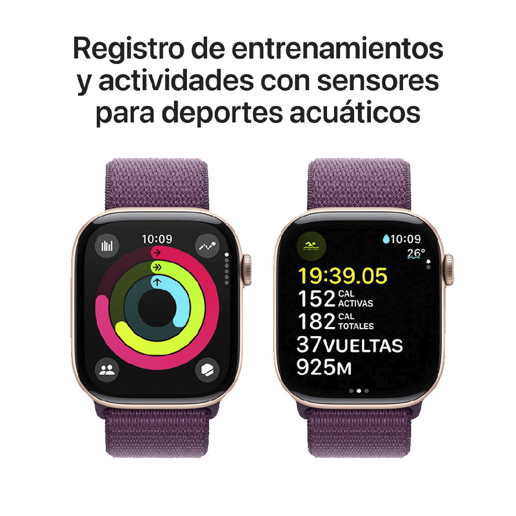 Apple Watch S10 GPS 46mm - Caja de Aluminio Oro Rosa - Loop Deportivo Ciruela