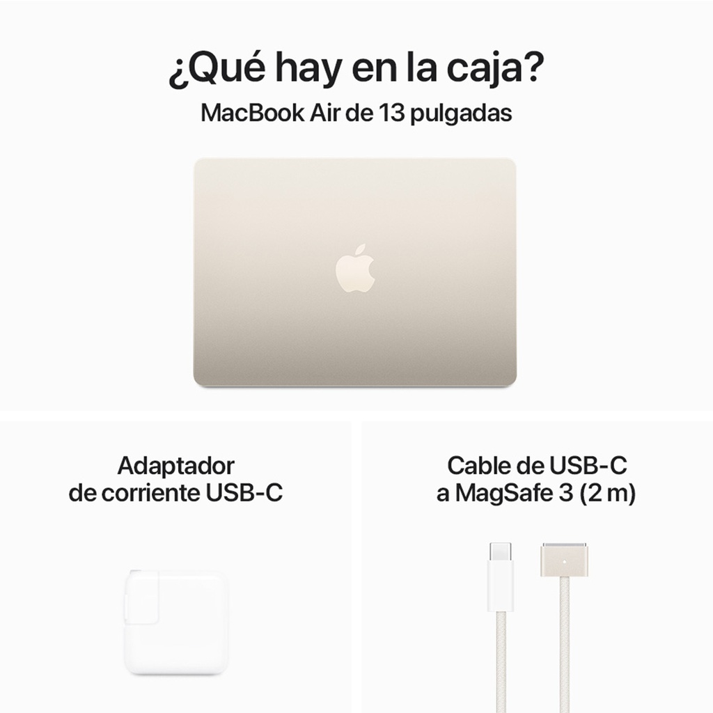 MacBook Air 13" M3 de 8C CPU y GPU, 16GB, 256GB - Blanco Estrella