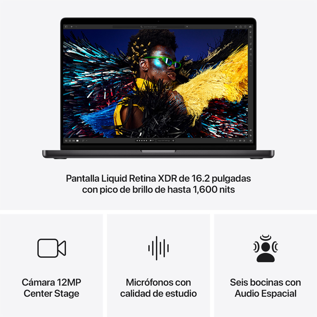 MacBook Pro 16" M4 Max - 16 CPU, 40 GPU, 48 GB, 1 TB - Negro Espacial
