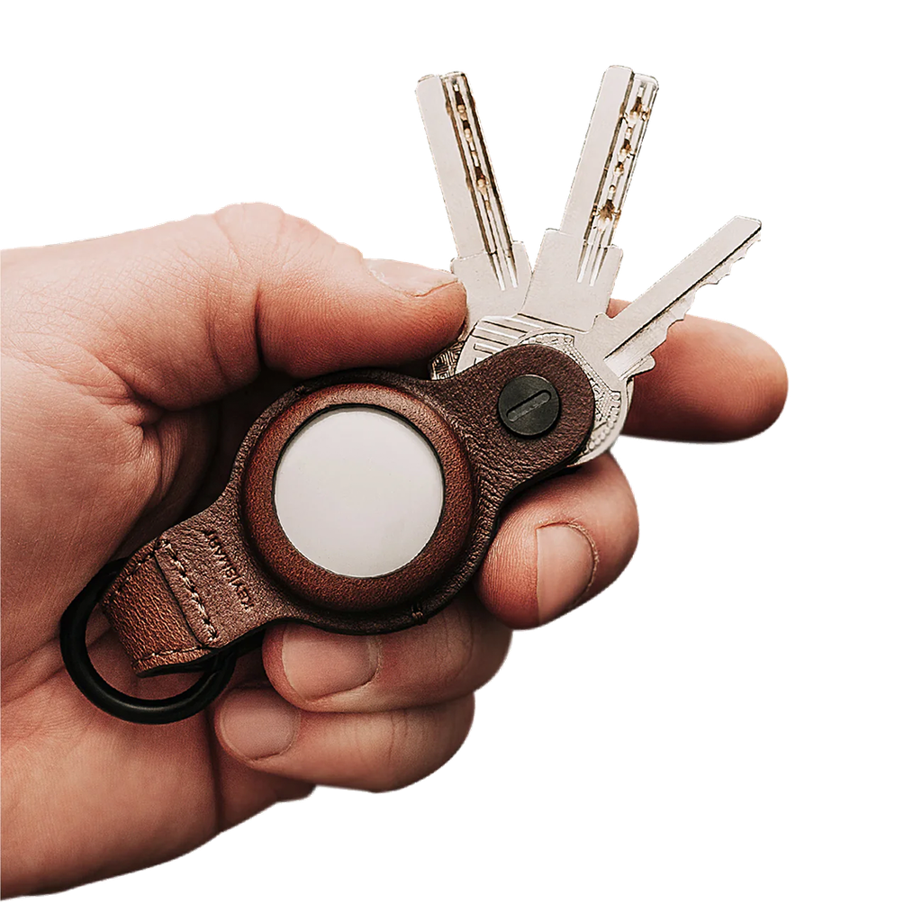 KeySmart Air Genuine Lavero de Cuero para AirTag - Marron Rustico