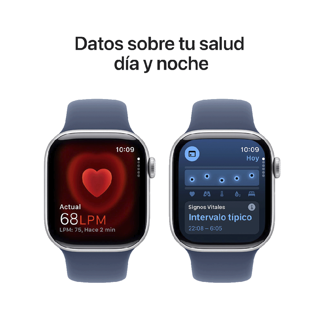 Apple Watch S10 GPS 46mm - Caja de Aluminio color Plata - Banda Deportiva Azul - M/L