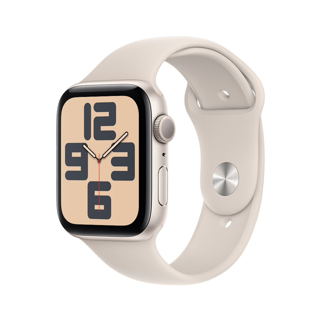 Apple Watch SE GPS 44mm - Caja de Aluminio Plata con Banda Deportiva Blanca - Regular