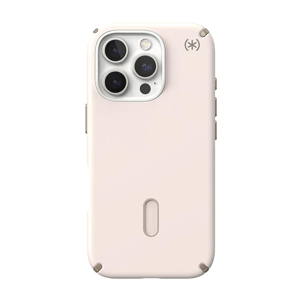 Speck Presidio 2 Pro Funda con ClickLock para iPhone 16 Pro - Hueso/Dorado Herencia/Avellana