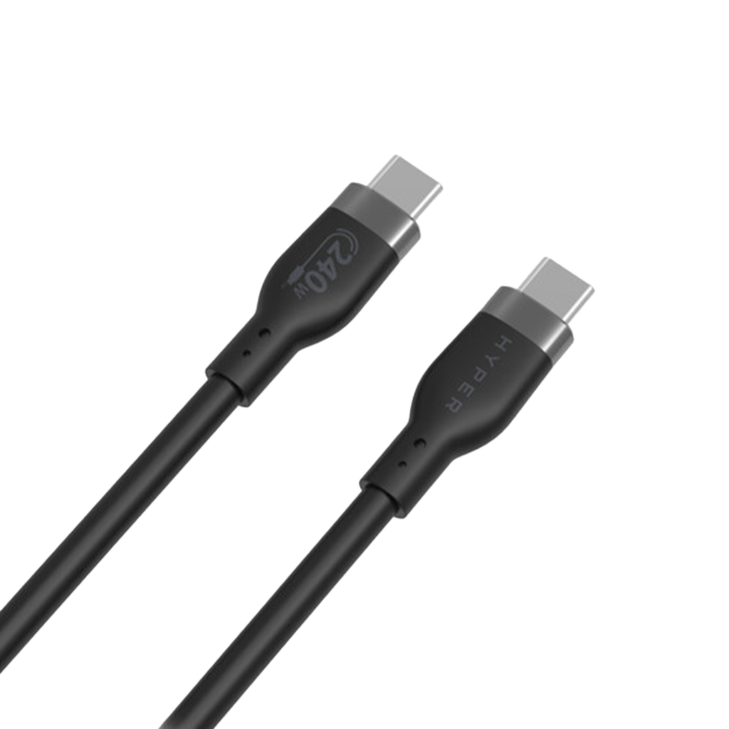 HyperJuice Cable de Silicona de 1M USB-C a USB-C 240W - Negro