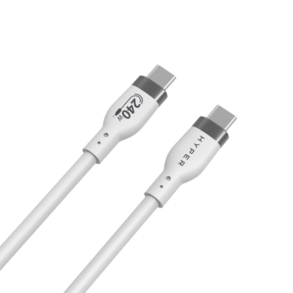 HyperJuice Cable de Silicona de 1M USB-C a USB-C 240W - Blanco