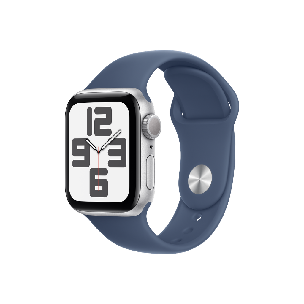 Apple Watch SE GPS 40mm - Caja de Aluminio Plata con Banda Deportiva Azul Denim - S/M