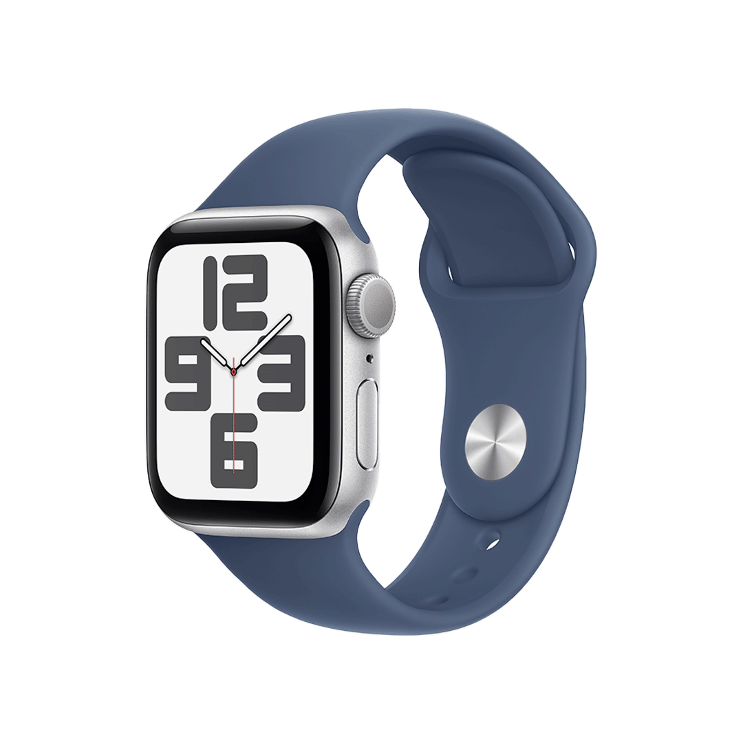 Apple Watch SE GPS 40mm - Caja de Aluminio Plata con Banda Deportiva Azul Denim - S/M