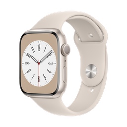 [MNP23LE/A] Apple Watch Series 8 (GPS) - Caja de Aluminio Blanco Estelar de 45 mm - Banda Deportiva Blanco Estelar - Regular