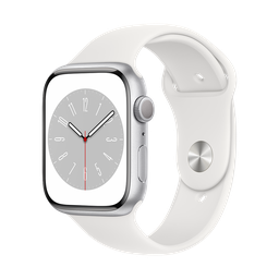 [MP6N3LE/A] Apple Watch Series 8 (GPS) - Caja de Aluminio Plata de 45 mm - Banda Deportiva Blanca - Regular