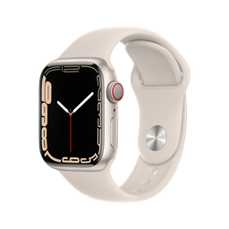 [MKJQ3LE/A] Apple Watch Series 7 GPS + Cellular - Caja de Aluminio Blanco Estrella 45mm - Banda Deportiva Blanco Estrella 
