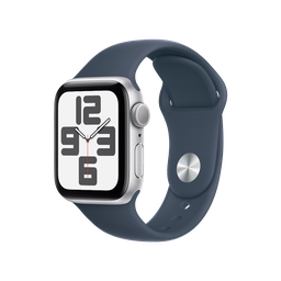 [MRE23LE/A] Apple Watch SE GPS 40mm - Caja de Aluminio Plata con Banda Deportiva Azul Tormenta - M/L