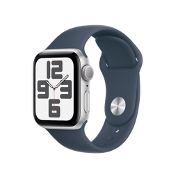 [MRE23LE/A] Apple Watch SE GPS 40mm - Caja de Aluminio Plata con Banda Deportiva Azul Tormenta - M/L