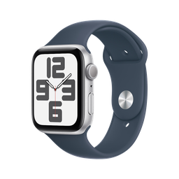 [MREE3LE/A] Apple Watch SE GPS 44mm - Caja de Aluminio Plata con Banda Deportiva Azul Tormenta - M/L