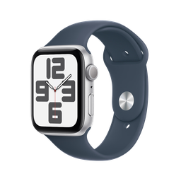 [MREE3LE/A] Apple Watch SE GPS 44mm - Caja de Aluminio Plata con Banda Deportiva Azul Tormenta - M/L